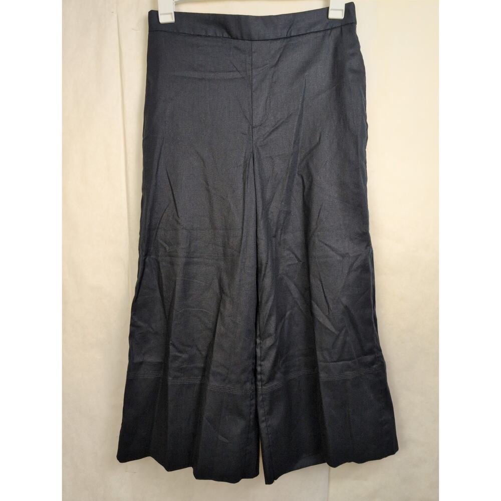 New Banana Republic linen wide leg cropped pants Black Size Sm Coastal Minimal - Picture 2 of 12